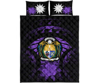 Nauru Polynesian Quilt Bed Set Hibiscus Purple - Polynesian Pride