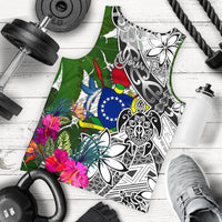 Cook Islands Custom Personalised Men's Tank Top White - Turtle Plumeria Banana Leaf White - Polynesian Pride