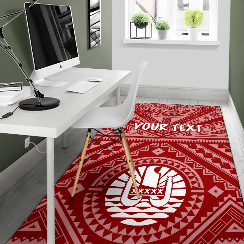 Tahiti Personalised Area Rug - Tahiti Seal In Polynesian Tattoo Style (Red) - Polynesian Pride