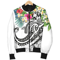 Tonga Polynesian Men's Bomber Jacket - Summer Plumeria (White) - Polynesian Pride