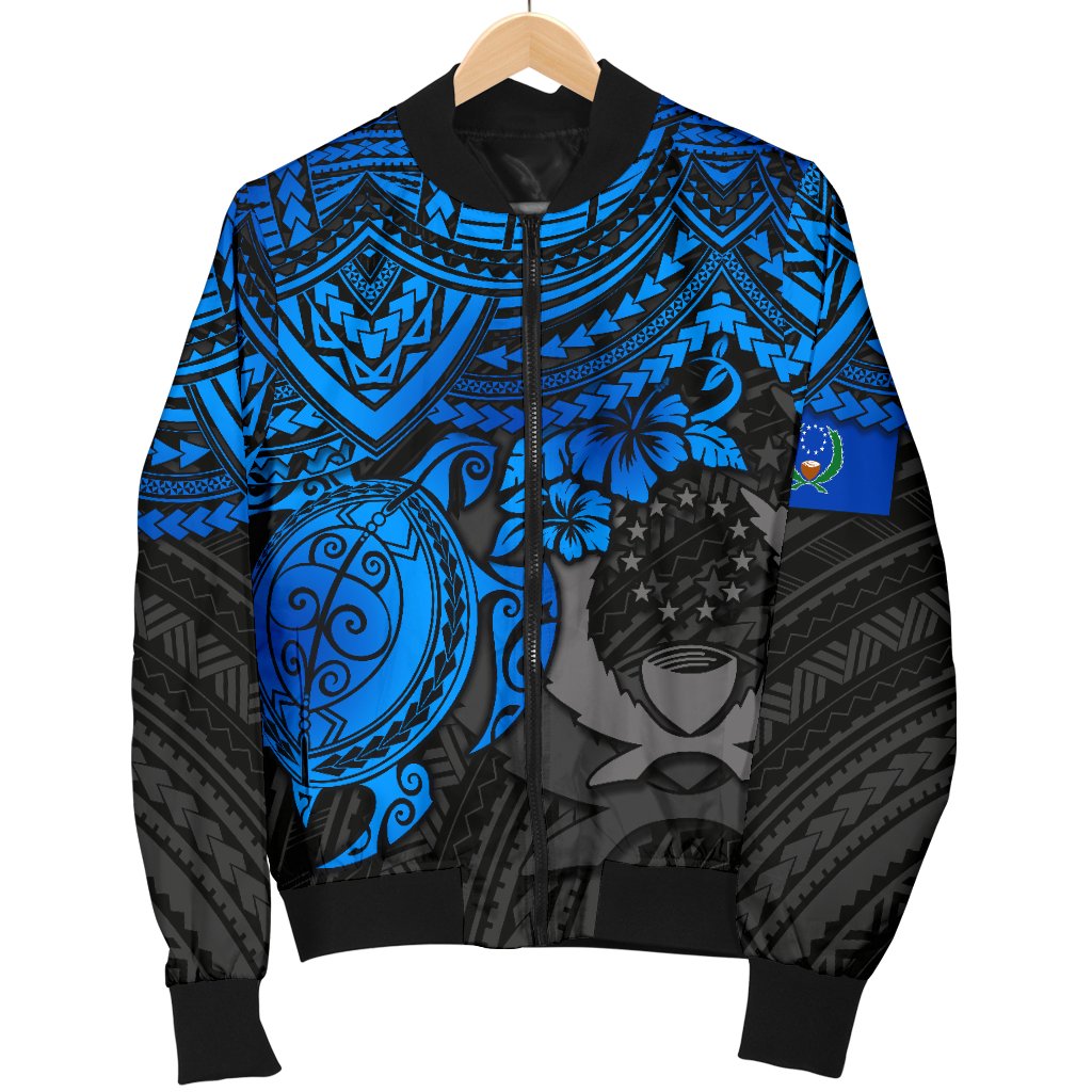 Pohnpei Polynesian Bomber Jacket (Men) - Polynesian Blue Turtle - Polynesian Pride