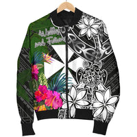 Wallis and Futuna Men Bomber Jacket - Turtle Plumeria Banana Leaf - Polynesian Pride
