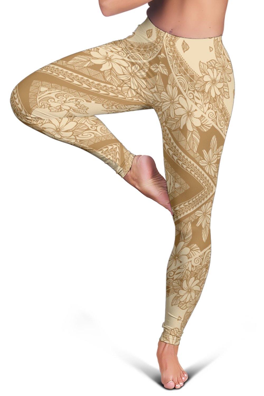 Polynesian Plumeria Mix Gold Hawaii Women's Leggings AH - Polynesian Pride