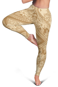 Polynesian Plumeria Mix Gold Hawaii Women's Leggings AH - Polynesian Pride
