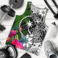 Chuuk Men Tank Top - Turtle Plumeria Banana Leaf Black - Polynesian Pride