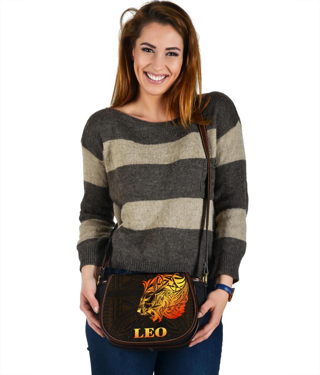 Sun In Leo Zodiac Saddle Bag Polynesian Tattoo Simple - Orange Black - Polynesian Pride