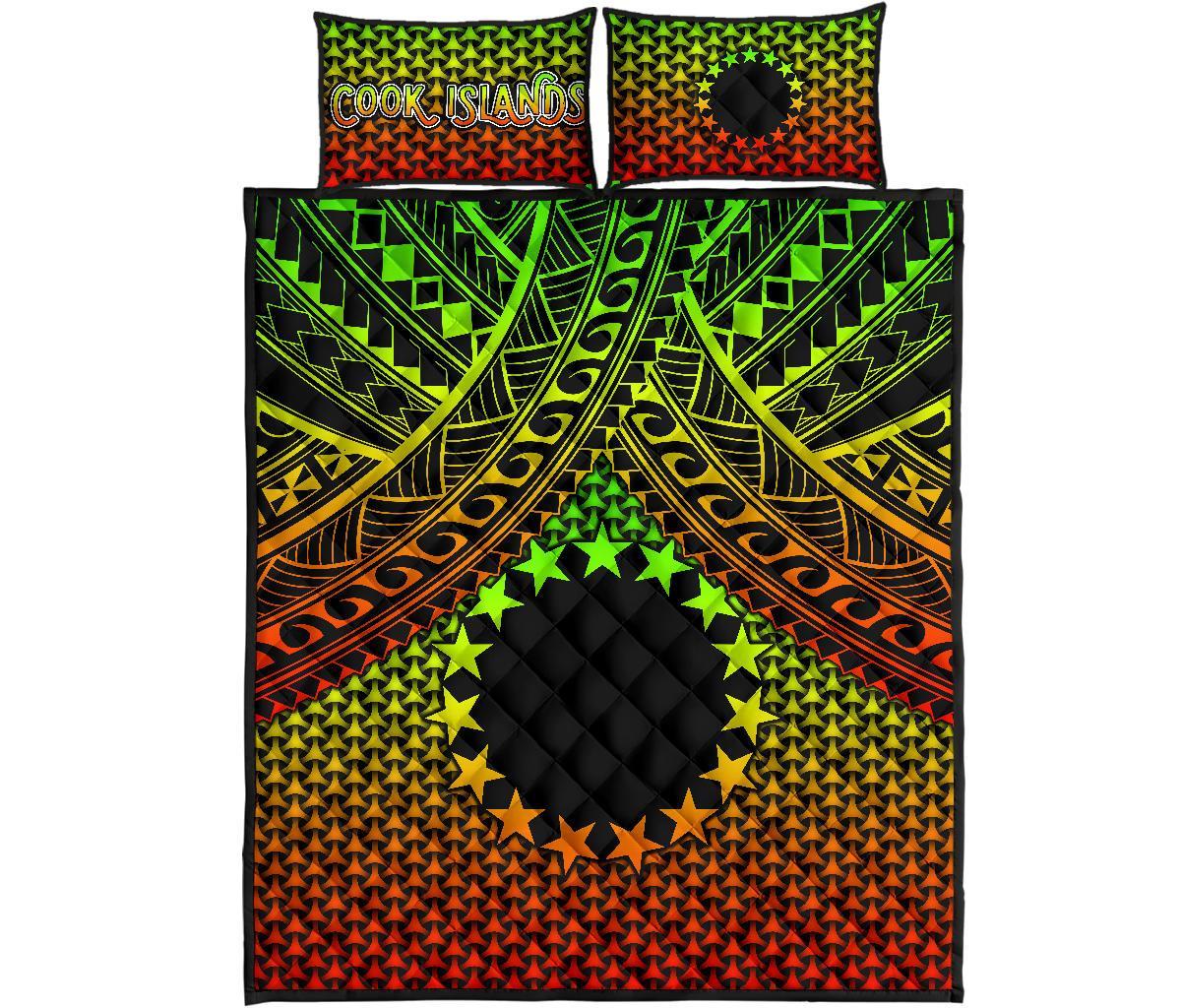Polynesian Cook Islands Quilt Bed Set - Reggae Vintage Polynesian Patterns - Polynesian Pride