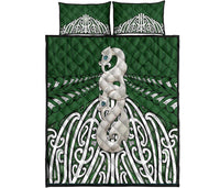 Maori Moko Tattoo Quilt Bed Set, Manaia Pounamu - Polynesian Pride