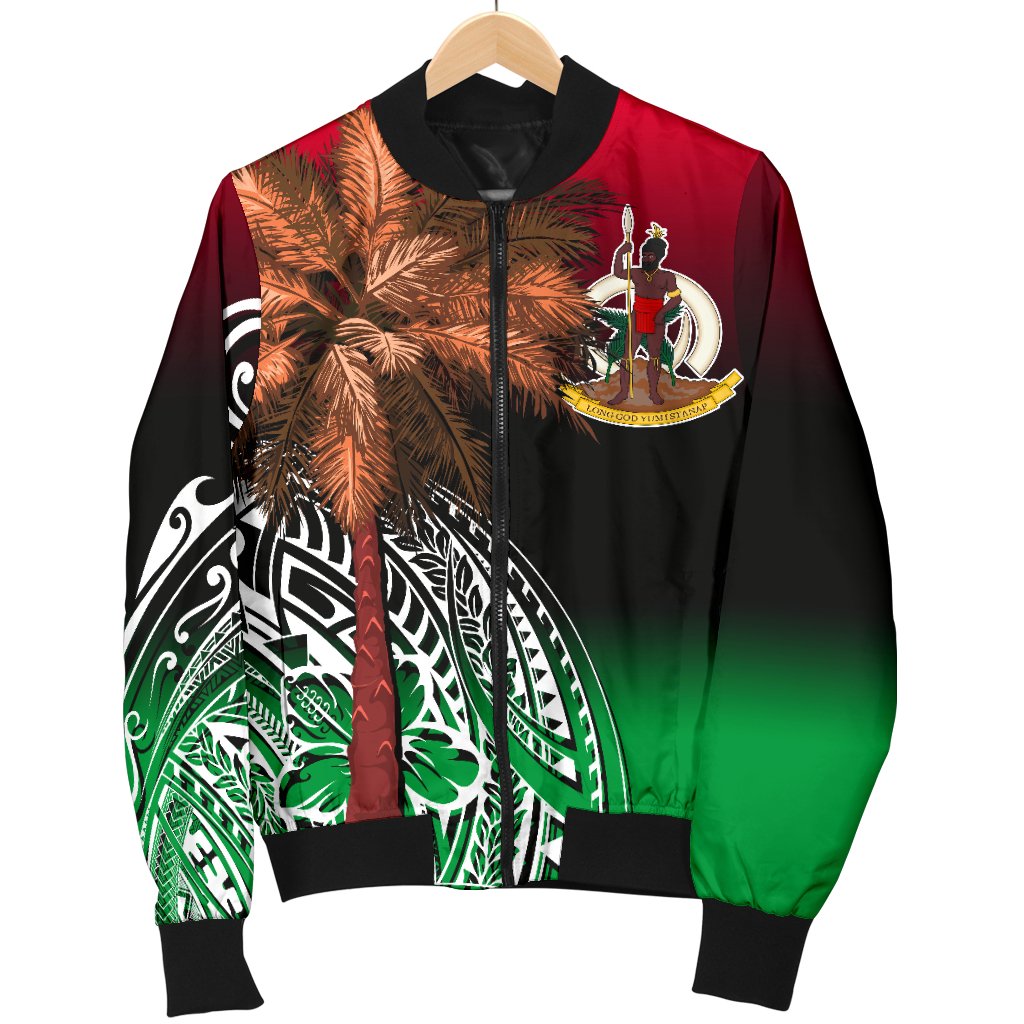 Vanuatu Men's Bomber Jacket Polynesian Palm Tree Flag - Polynesian Pride