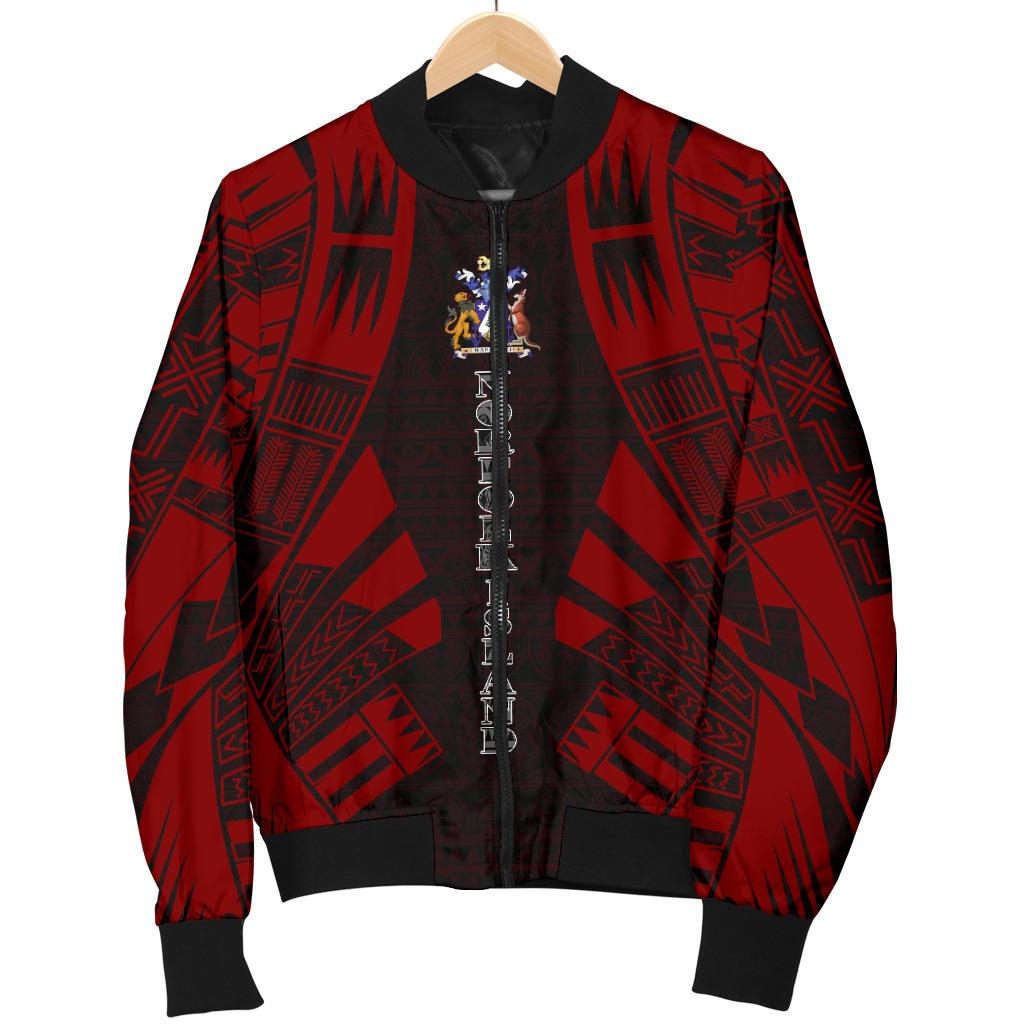 Norfolk Island Men Bomber Jackets - Polynesian Tattoo Red - Polynesian Pride