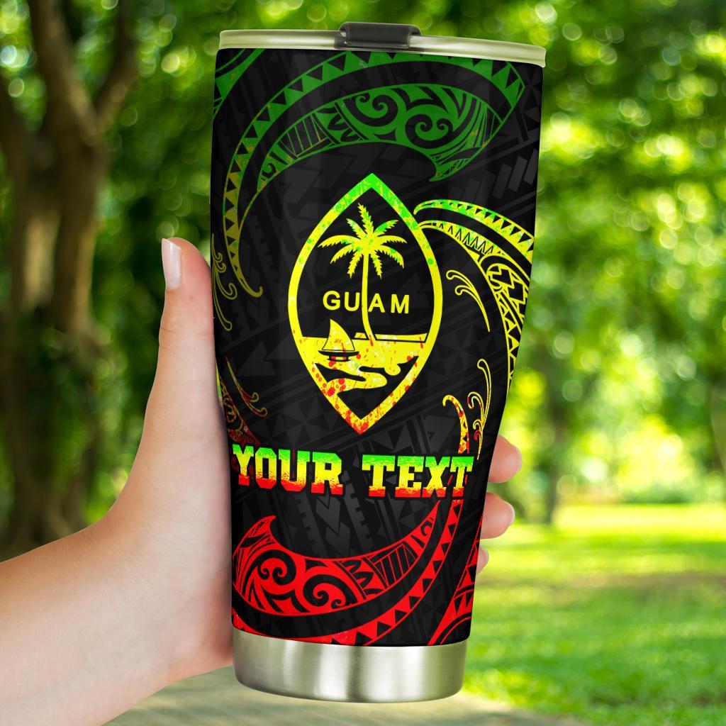 Guam Polynesian Custom Personalised Tumbler - Reggae Tribal Wave - Polynesian Pride