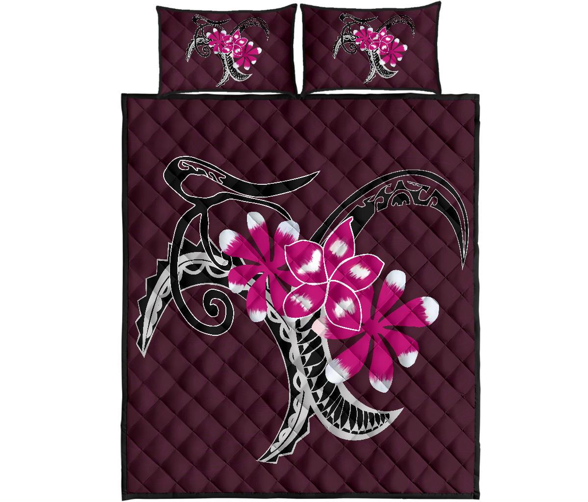 Plumeria Polynesia Pink Quilt Bed Set Art - Polynesian Pride
