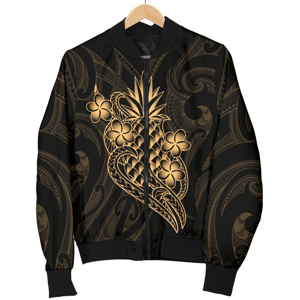 Polynesian Men's Bomber Jacket - Gold Pineapple - Polynesian Pride