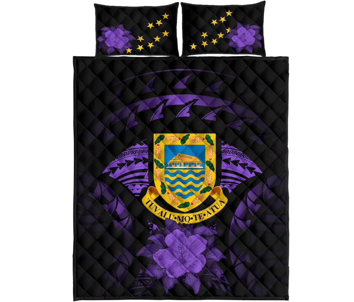 Tuvalu Polynesian Quilt Bed Set Hibiscus Purple - Polynesian Pride