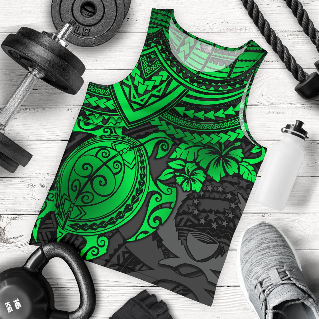 Pohnpei Polynesian Tank Top (Men) - Polynesian Green Turtle GREEN - Polynesian Pride