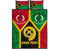Polynesian Vanuatu Custom Personalised Quilt Bed Set - Vanuatu Flag and Coat Of Arms - Polynesian Pride