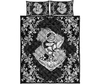 Hawaii Anchor Hibiscus Flower Vintage Quilt Bed Set - AH - White White - Polynesian Pride