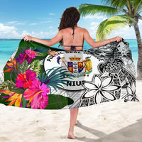Niue Sarong White - Turtle Plumeria Banana Leaf - Polynesian Pride