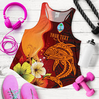 Guam Custom Personalised Women's Racerback Tank - Tribal Tuna Fish Orange - Polynesian Pride