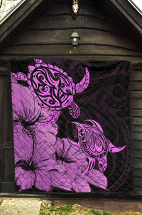 Hawaii Turtle Premium Quilt Polynesian Hibiscus Art Pink AH - Polynesian Pride