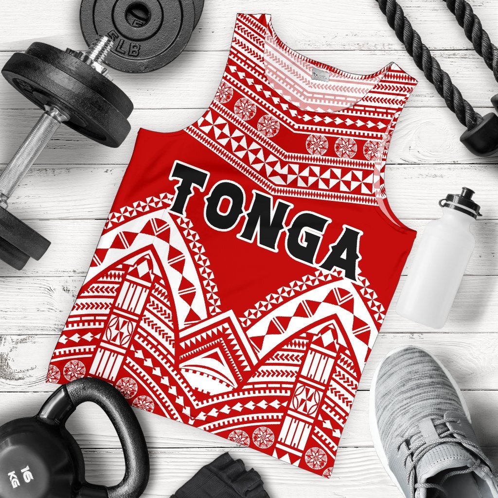 Tonga Polynesian Tribal Pattern Men's Tank Top Red - Polynesian Pride