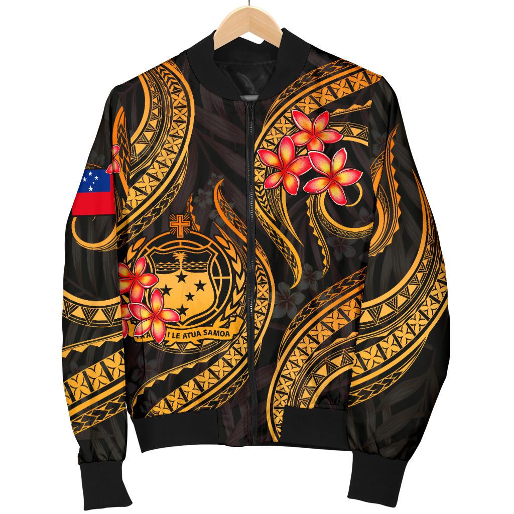 Samoa Polynesian Men Bomber Jacket - Gold Plumeria GOLD - Polynesian Pride