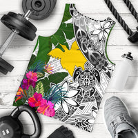 Papua New Guinea Men's Tank Top White - Turtle Plumeria Banana Leaf White - Polynesian Pride