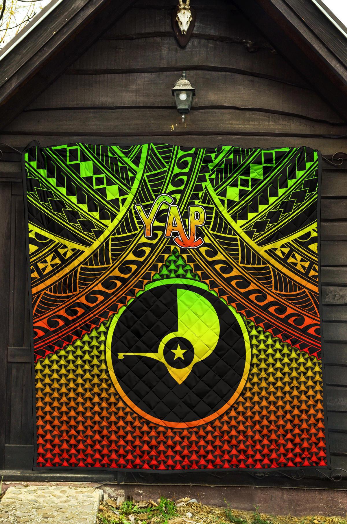 Polynesian Yap Premium Quilt - Reggae Vintage Polynesian Patterns - Polynesian Pride