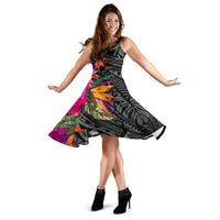 Polynesian Midi Dress - Hibiscus Pattern - Polynesian Pride