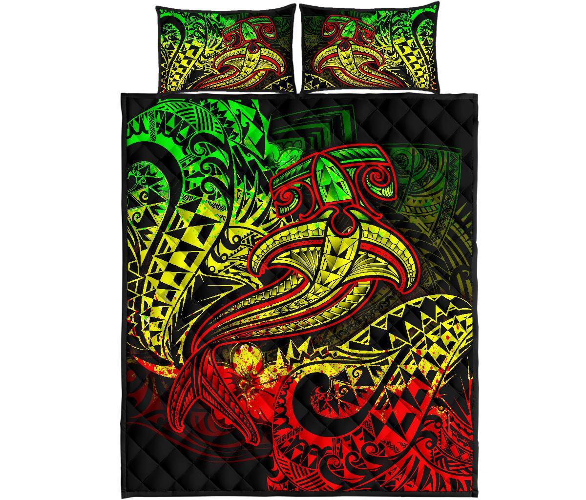 Polynesian Quilt Bed Set - Reggae Shark Polynesian Tattoo - Polynesian Pride