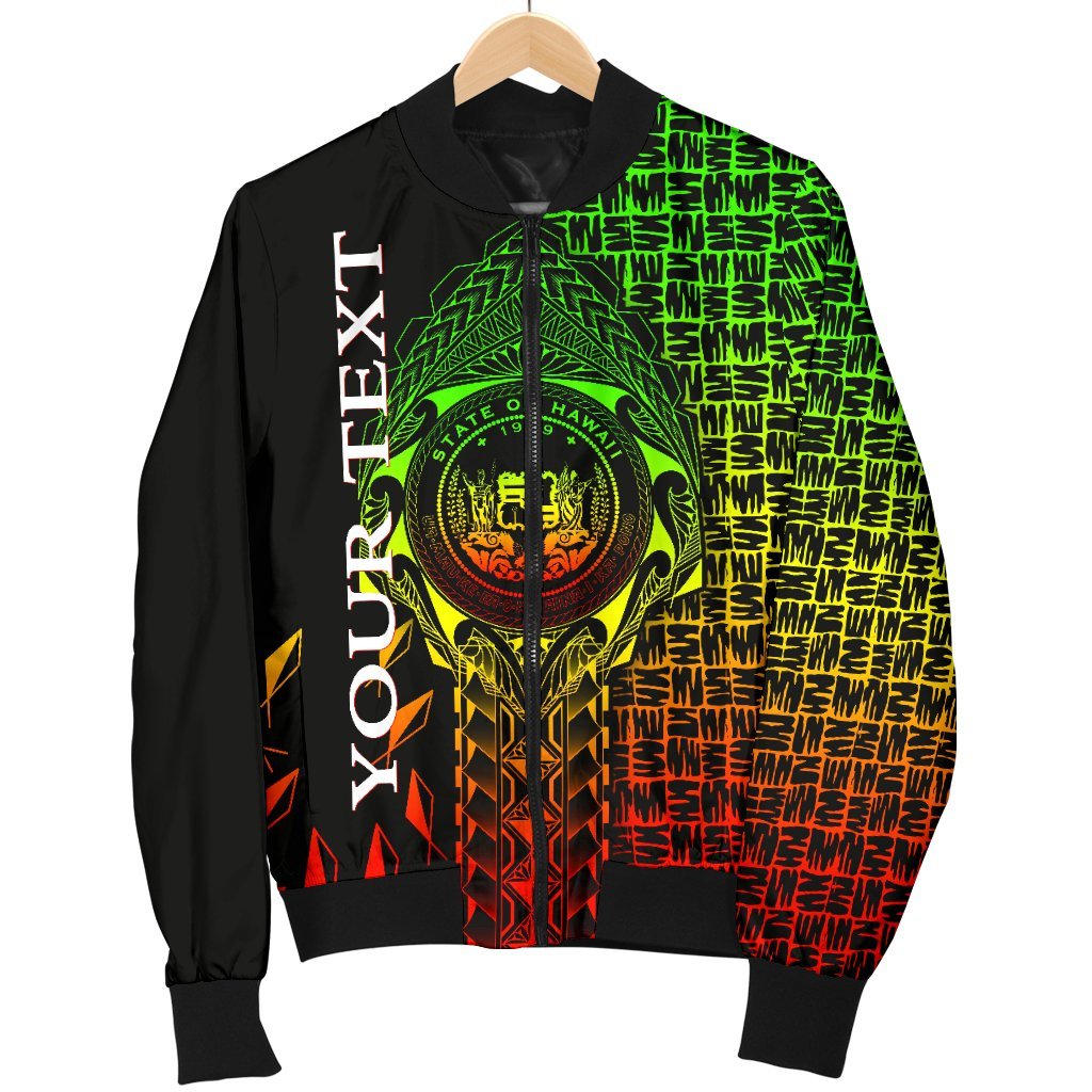 Hawaii Custom Personalised Men's Bomber Jacket - Hawaii Seal Rocket Style (Reggae) - Polynesian Pride