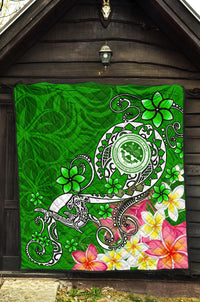 FSM Premium Quilt - Turtle Plumeria (Green) - Polynesian Pride