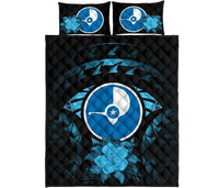 Yap Polynesian Quilt Bed Set Hibiscus Blue - Polynesian Pride