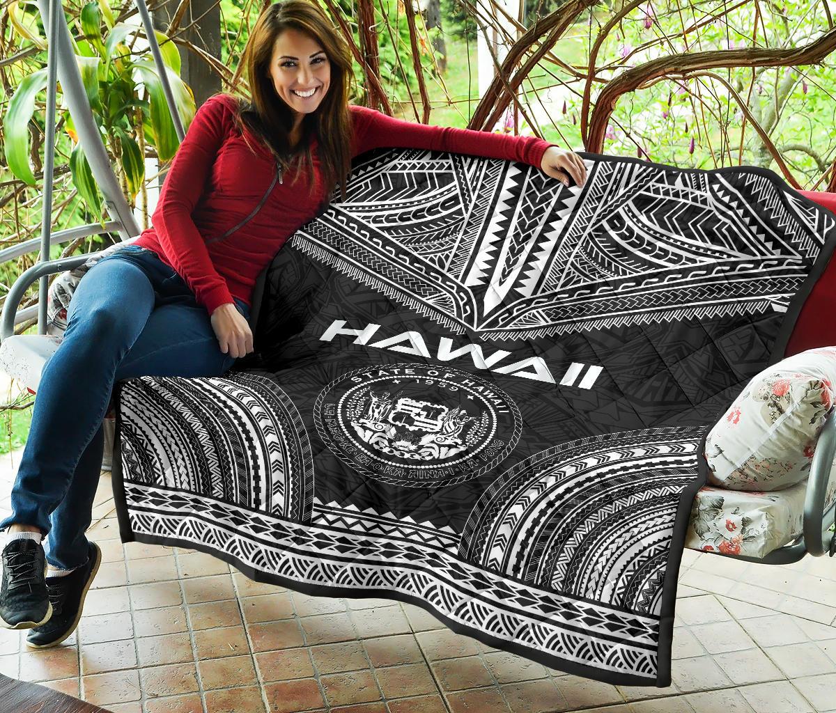 Hawaii Premium Quilt - Hawaii Seal Polynesian Chief Black Version - Polynesian Pride