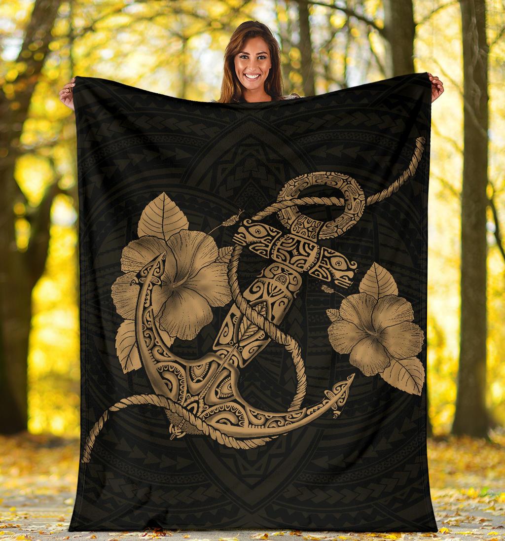 Anchor Gold Poly Tribal Premium Blanket - Polynesian Pride