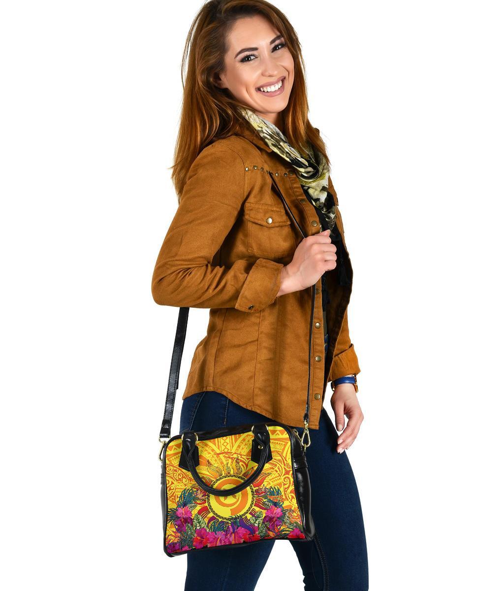 Polynesian Shoulder Handbags - Vanuatu Symbols With Hibiscus - Polynesian Pride