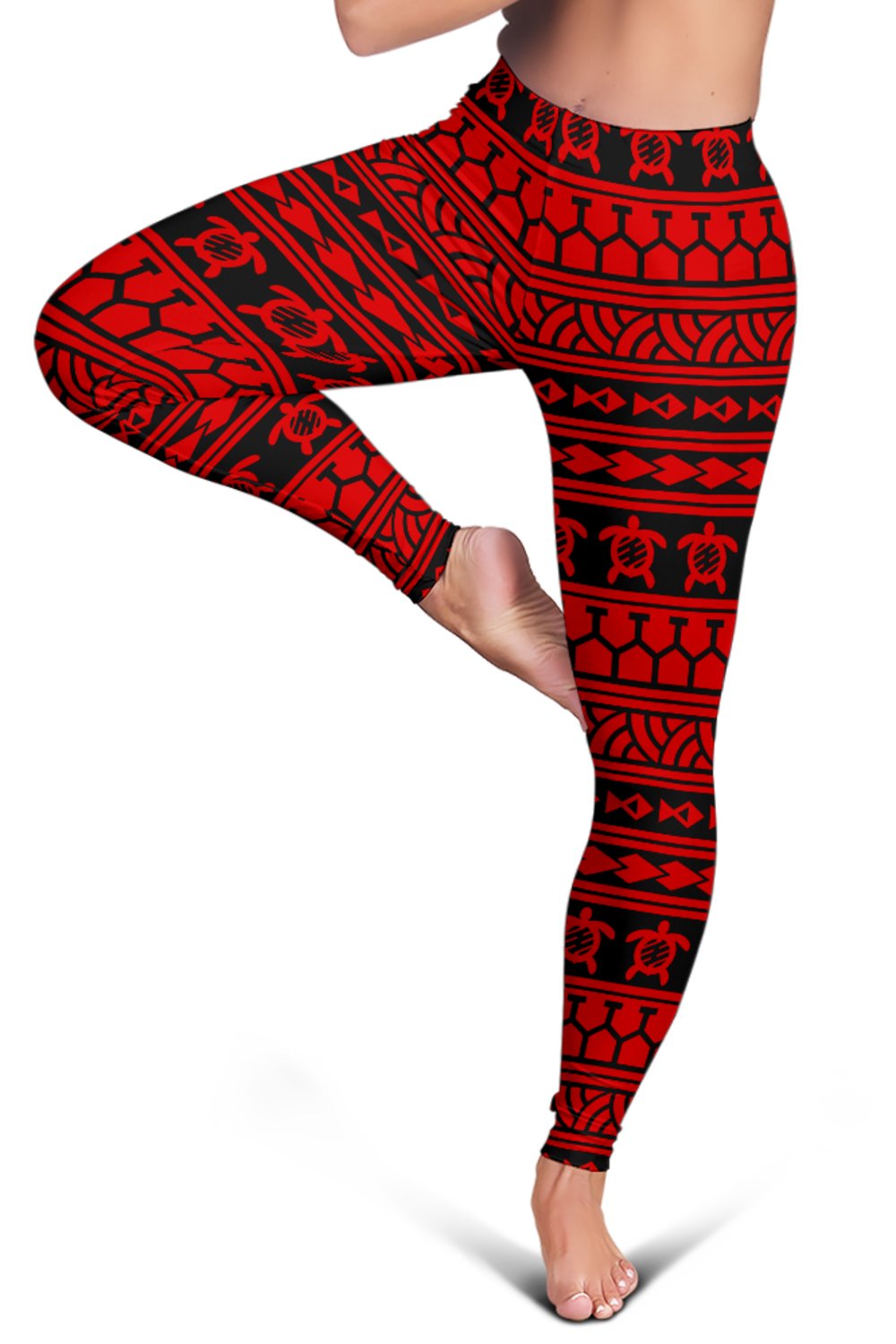 Polynesian Tattoo Tribal Red Hawaii Women's Leggings AH - Polynesian Pride