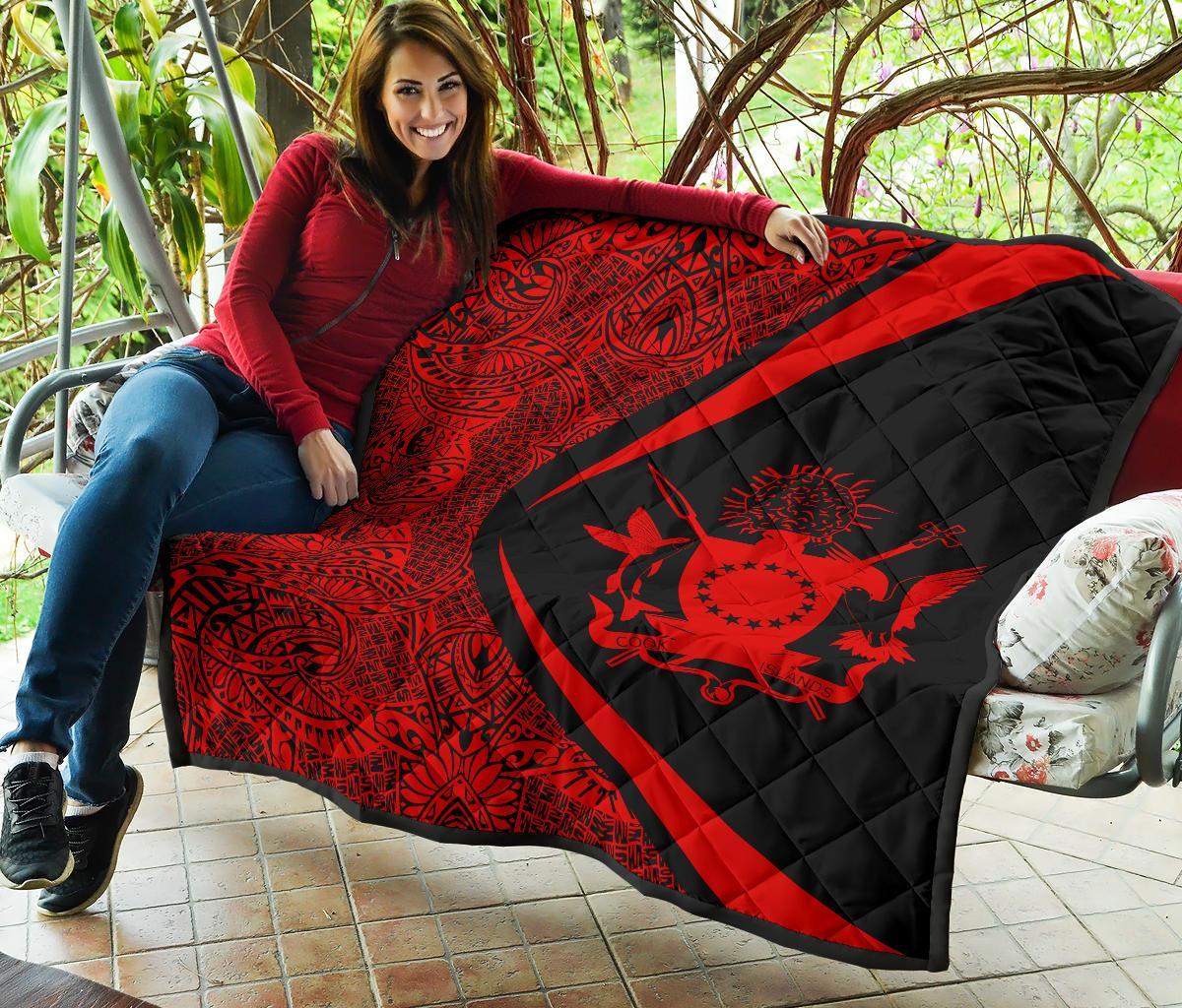 Cook Islands Coat Of Arms Polynesian Premium Quilt - Circle Style - 06 - Polynesian Pride