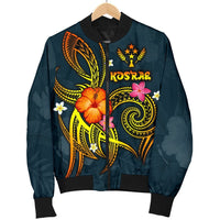 Kosrae Polynesian Men's Bomber Jacket - Legend of Kosrae (Blue) - Polynesian Pride