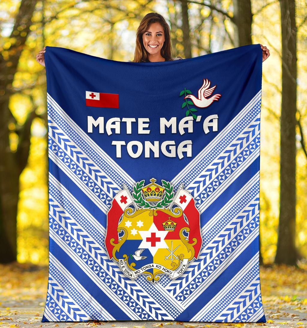 Mate Ma'a Tonga Rugby Premium Blanket Polynesian Creative Style - Blue - Polynesian Pride