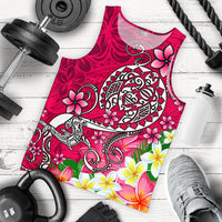 Polynesian Men's Tank Top - Turtle Plumeria Pink Color Pink - Polynesian Pride
