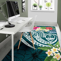 Guam Polynesian Area Rug - Summer Plumeria (Turquoise) - Polynesian Pride