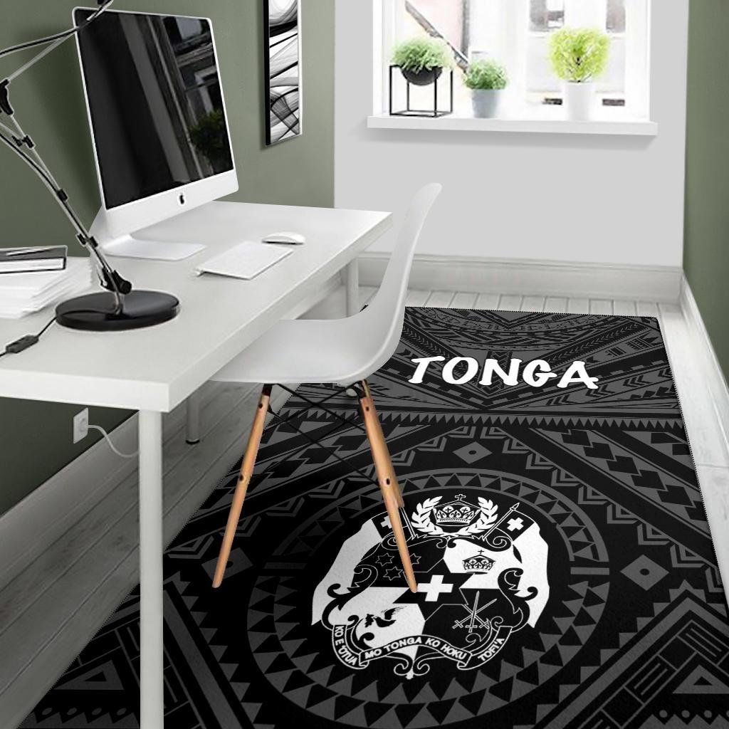 Tonga Area Rug - Tonga Seal With Polynesian Tattoo Style (Black) - Polynesian Pride