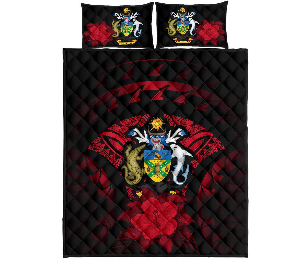 Solomon Islands Polynesian Quilt Bed Set Hibiscus Red - Polynesian Pride