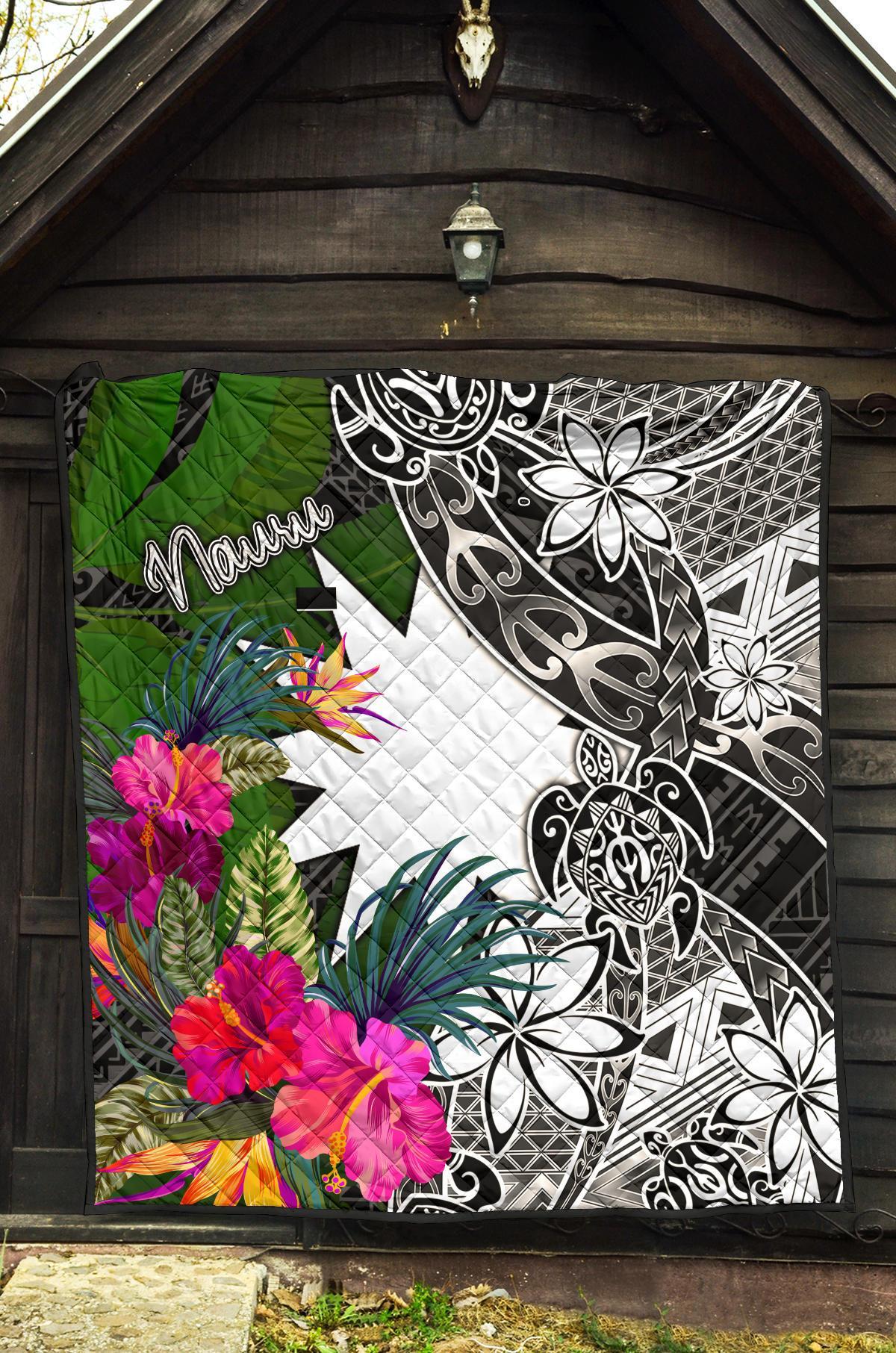 Nauru Premium Quilt - Turtle Plumeria Banana Leaf - Polynesian Pride