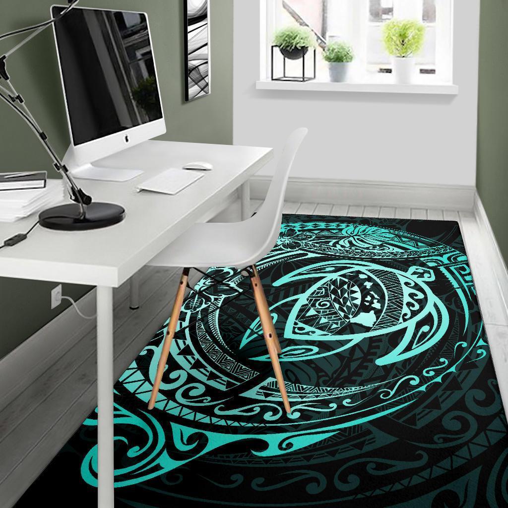 Hawaiian Map Turtle Polynesian Circle Rug AH - Polynesian Pride