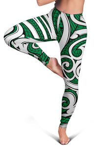 Polynesian Maori Ethnic Ornament Green Hawaii Women's Leggings AH - Polynesian Pride