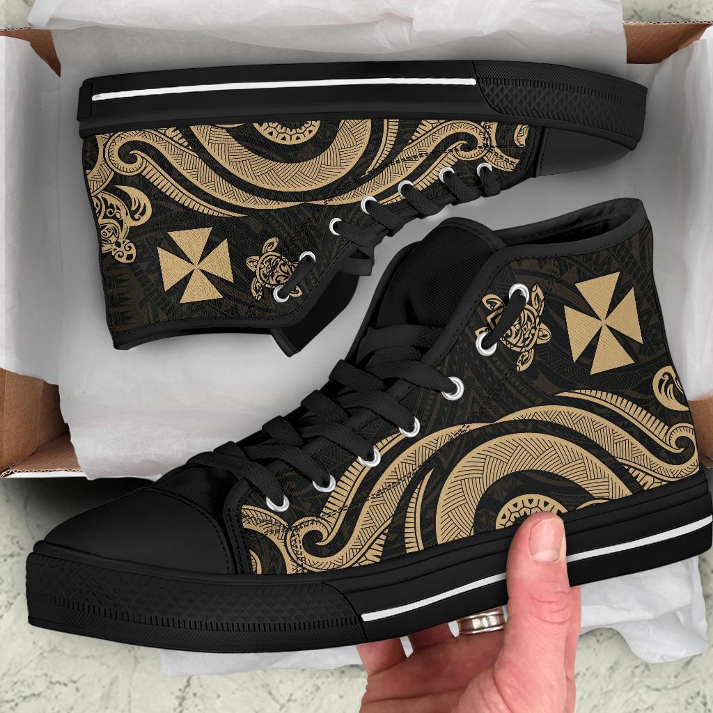 Wallis and Futuna High Top Canvas Shoes - Gold Tentacle Turtle - Polynesian Pride