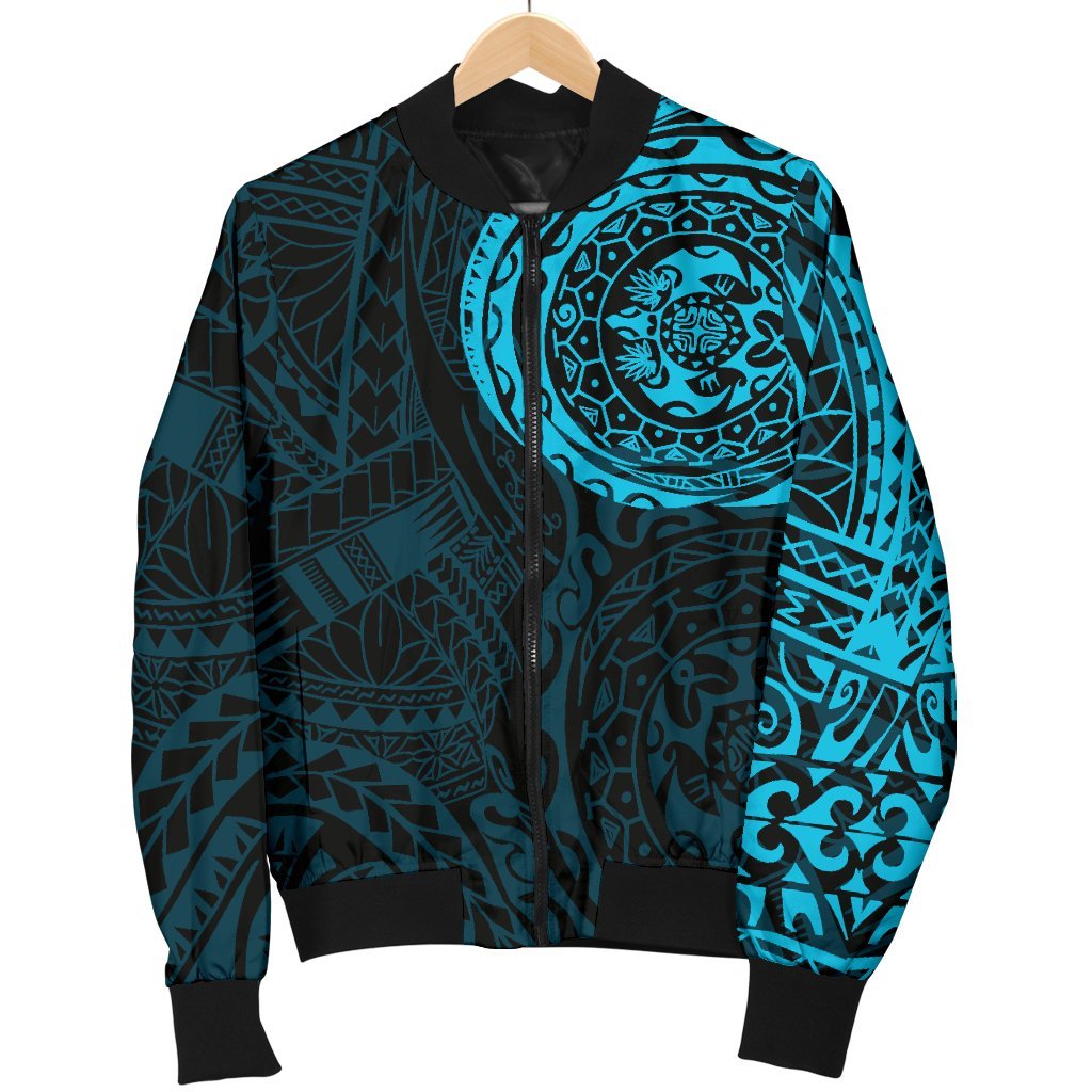 Polynesian Tattoo Style Men's Bomber Jacket Blue - Polynesian Pride