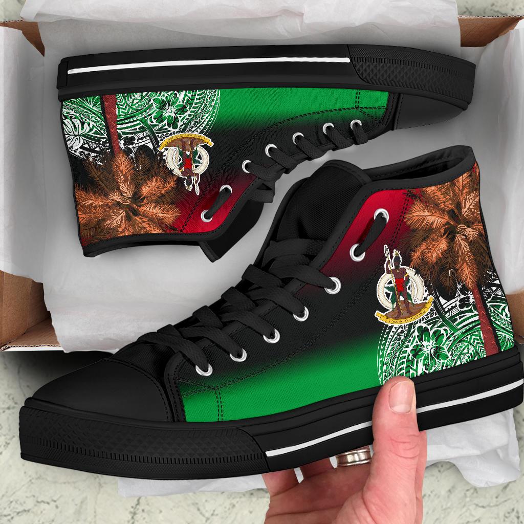 Vanuatu High Top Shoes Polynesian Palm Tree Flag - Polynesian Pride